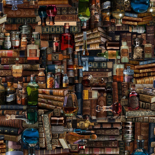 Packed Magic Books & Potions from the Mad Scientist Collection by Timeless Treasures Fabric