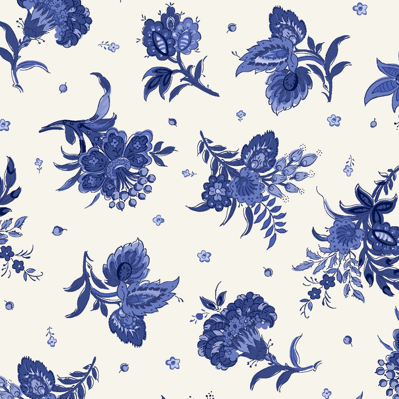 French Quarter - Medium Floral on Cream from Maywood Studio