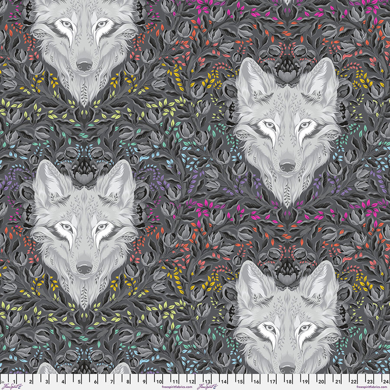 Wolf of Pink Street - Carbon|| Tula Pink's Graywork & True Colors MINKY Fabric - 60 inches Wide