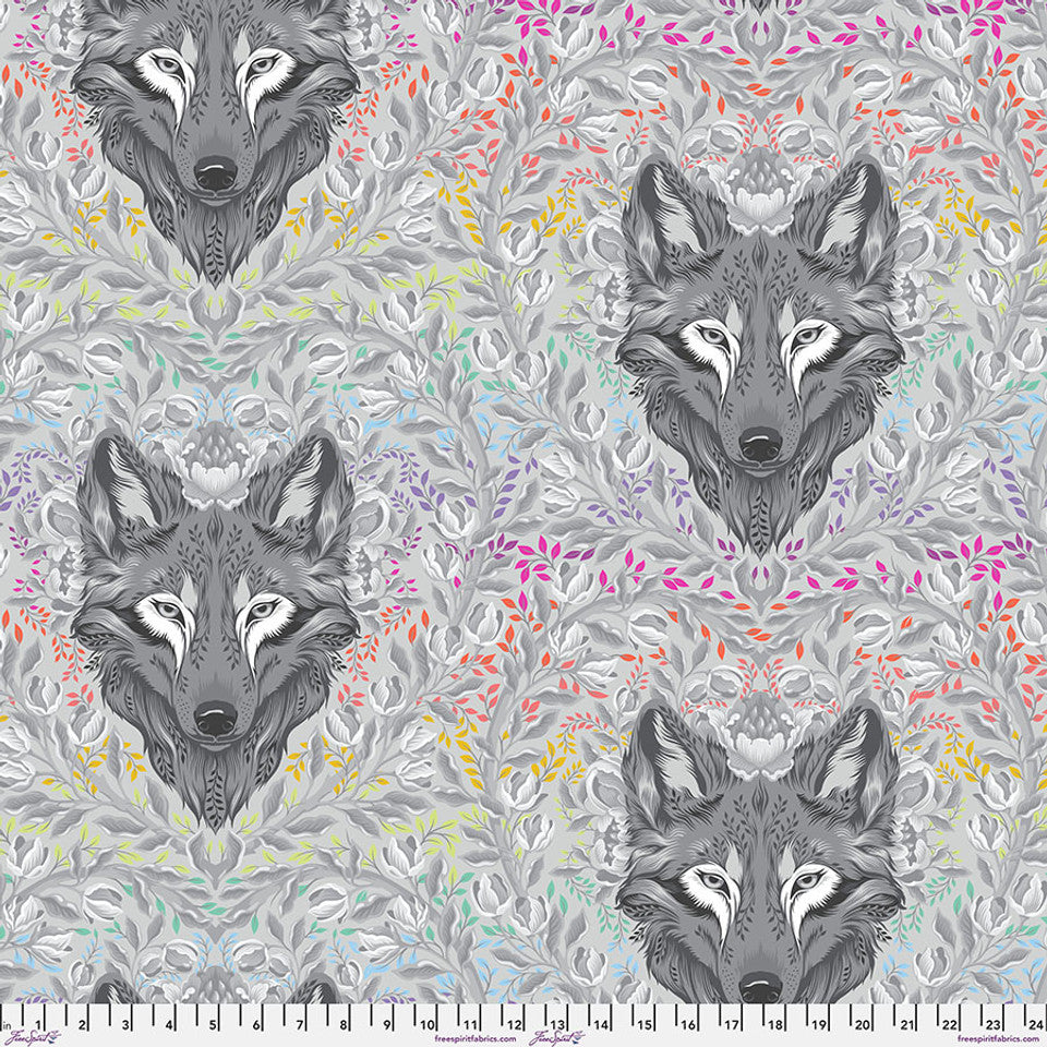 Wolf of Pink Street - Fog || Tula Pink's Graywork & True Colors MINKY Fabric - 60 inches Wide