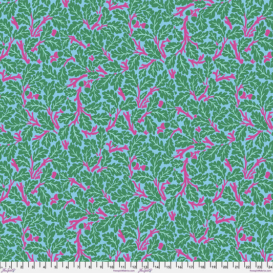 Oak - Turquoise From Kaffe x Morris & Co. Collaboration From FreeSpirit Fabrics