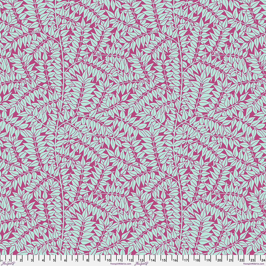Branches - Magenta From Kaffe x Morris & Co. Collaboration From FreeSpirit Fabrics