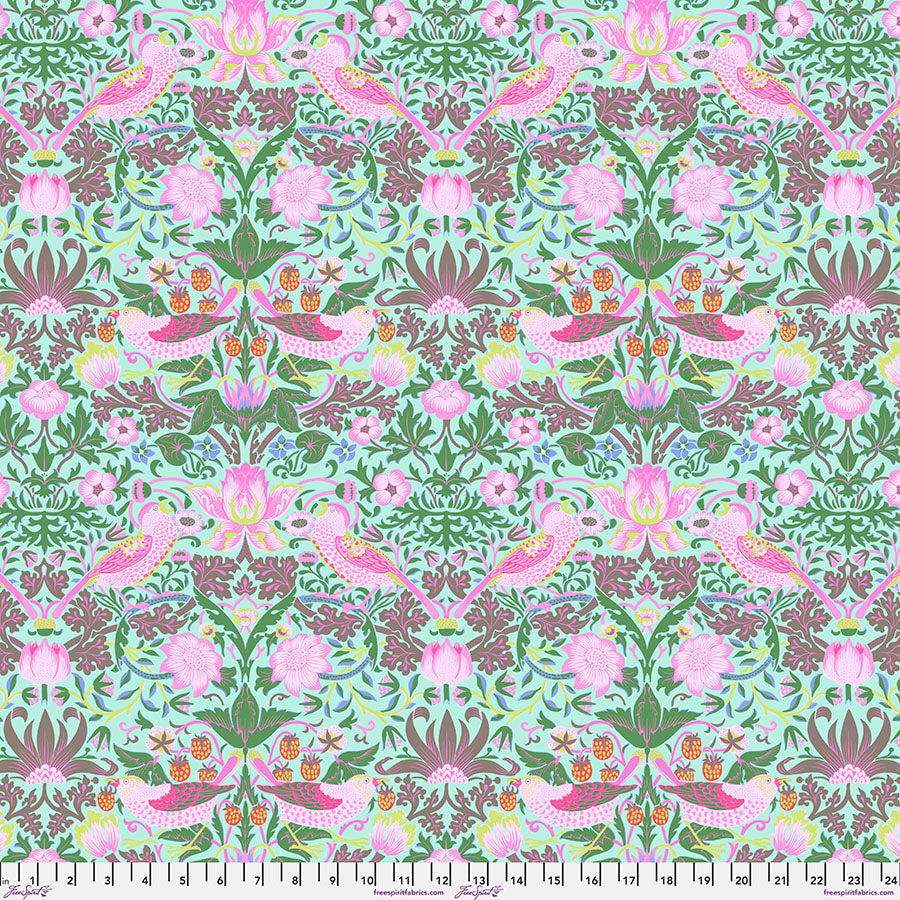 Strawberry Thief - Aqua From Kaffe x Morris & Co. Collaboration From FreeSpirit Fabrics