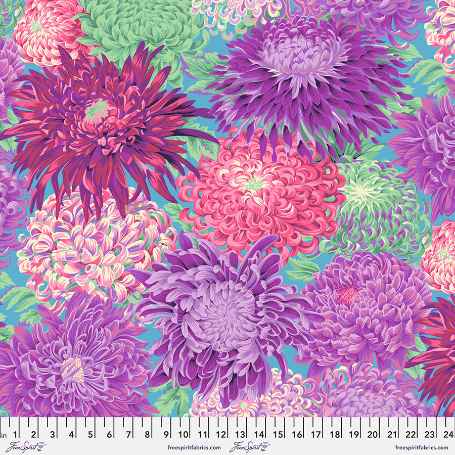 Kaffe Fassett Fabrics - Japanese Chrysanthemum  - Magenta From FreeSpirit Fabrics