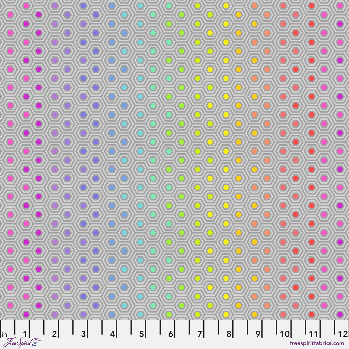 Tula Pink Dove Hexy Rainbow from True Colors Collection