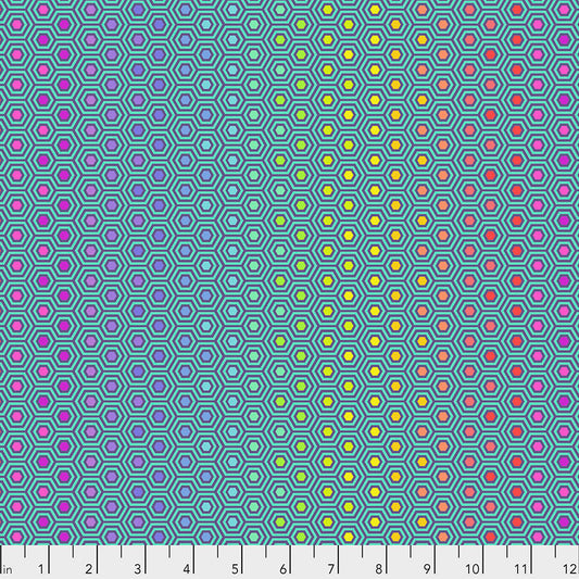 Tula Pink Peacock Hexy Rainbow from True Colors Collection