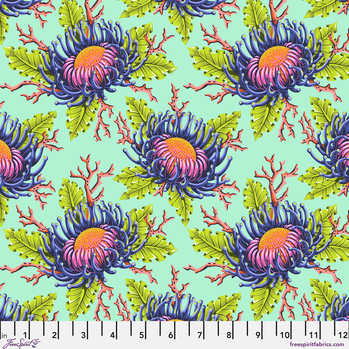 Tula Pink - Friends & Anemones - Seafoam  From the Floral Reef Collection