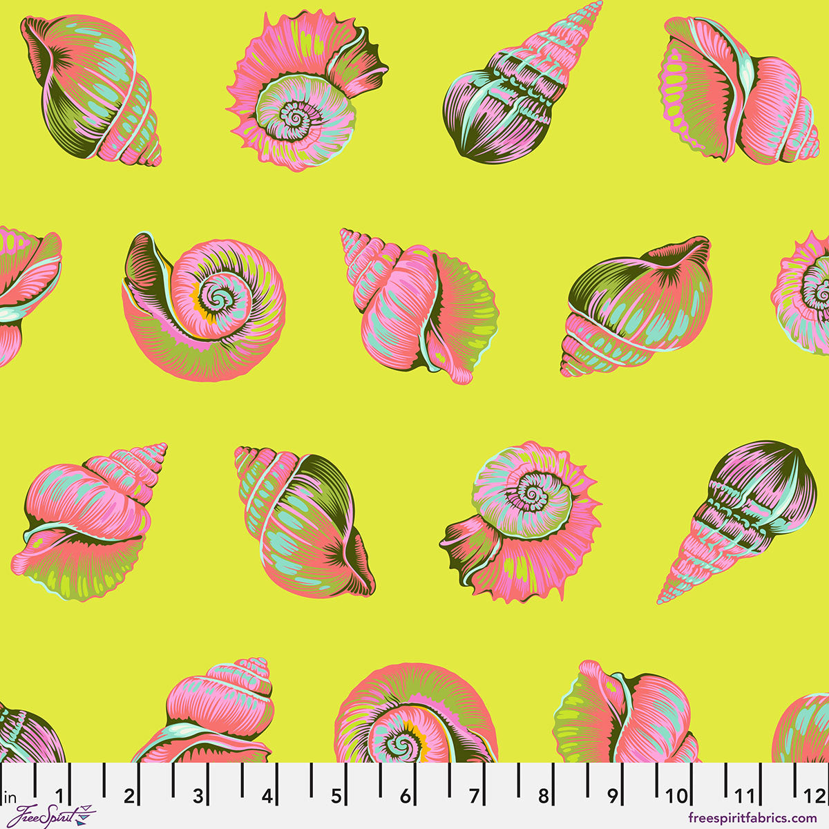 Tula Pink - Lil Shelly - Seagrass  From the Floral Reef Collection