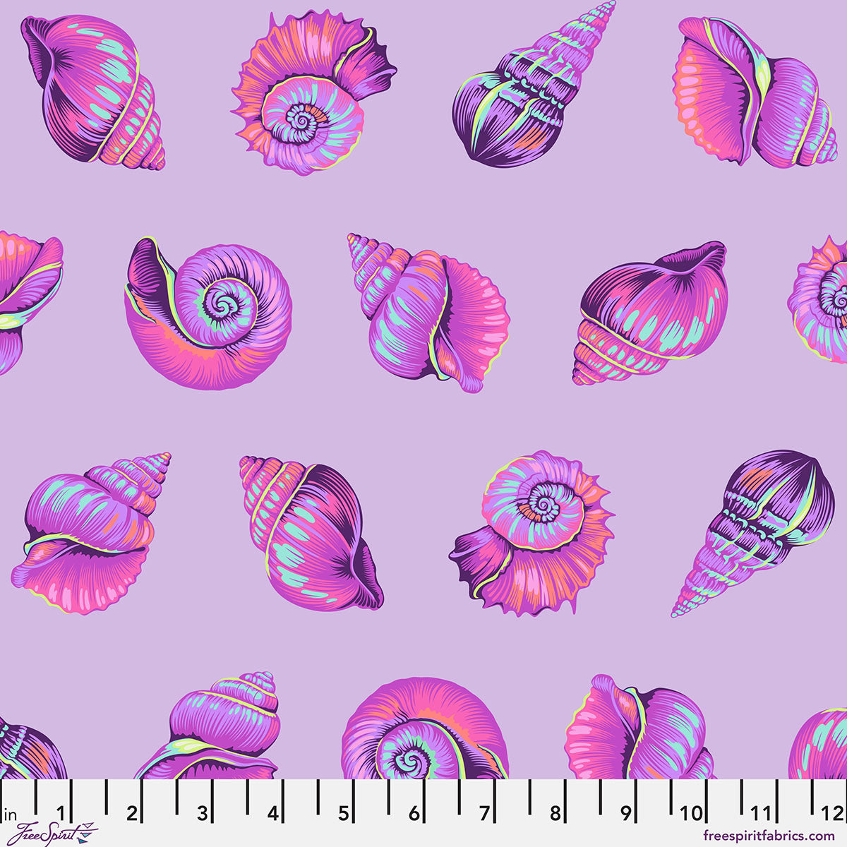 Tula Pink - Lil Shelly - Ultraviolet  From the Floral Reef Collection