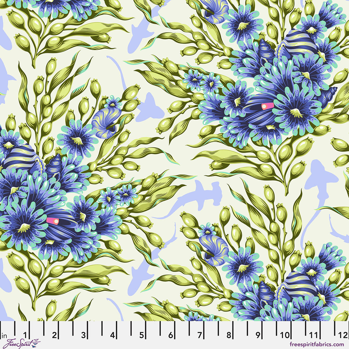 Tula Pink - Shadow Sharks - Marine  From the Floral Reef Collection