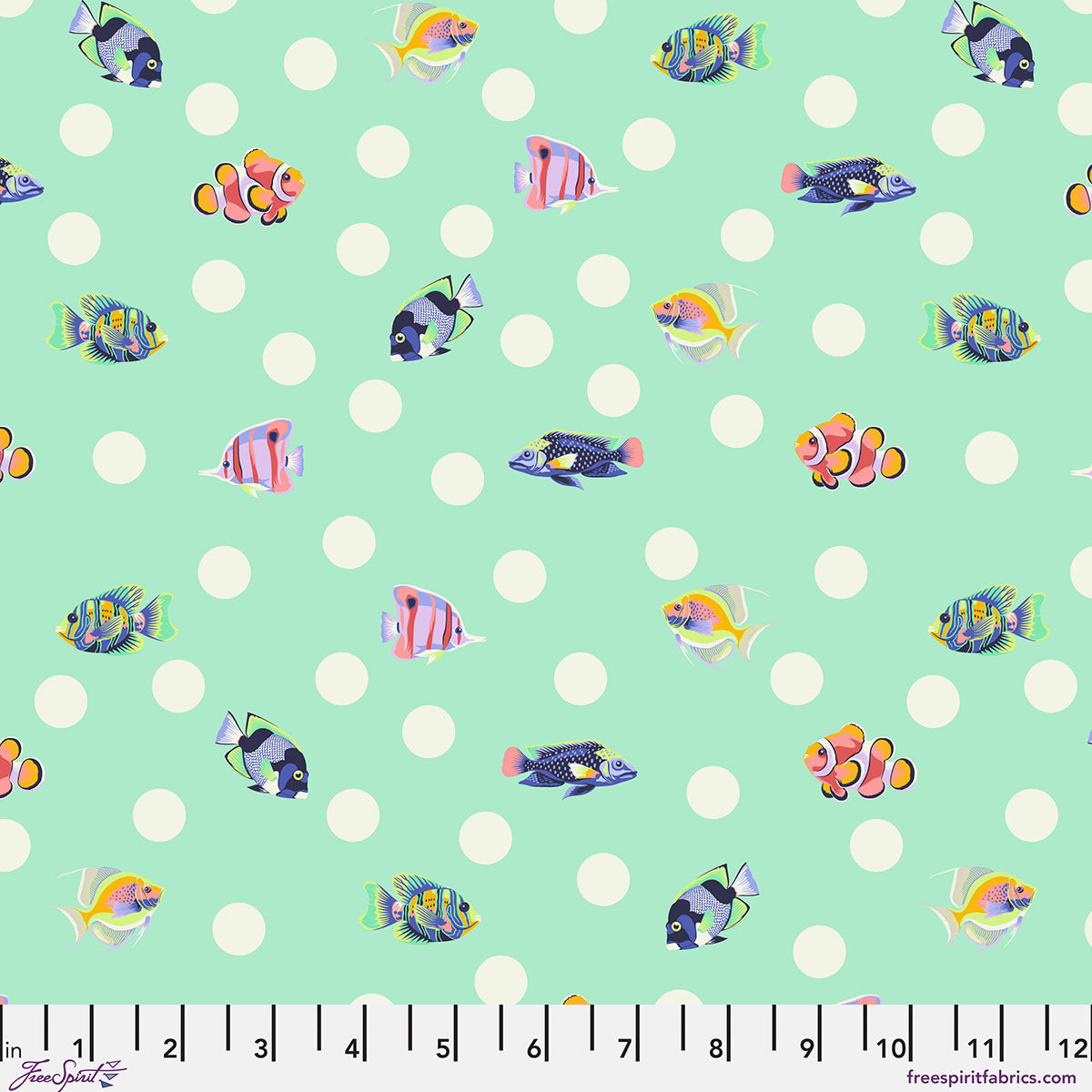 Tula Pink - School Crossing - Seafoam  From the Floral Reef Collection