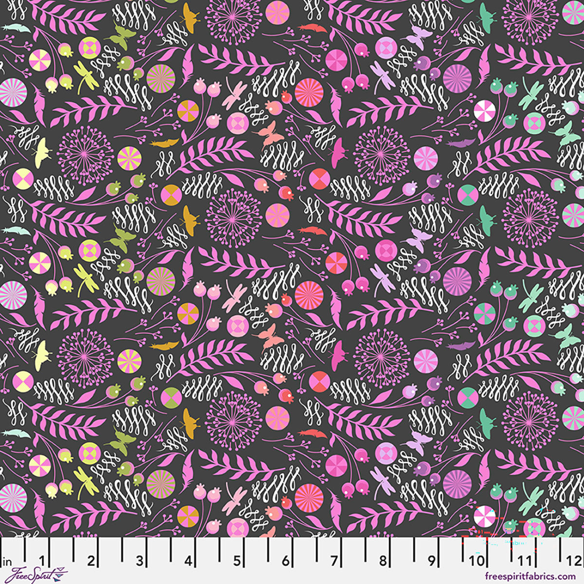 Tula Pink - Dandelion - Licorice from Prince Charming Deja Vu Collection