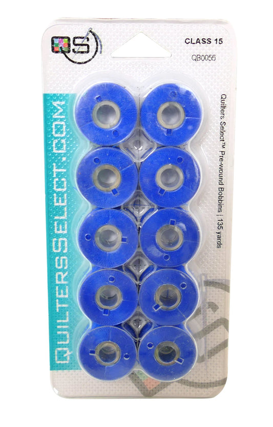 Quilter's Select Prewound Class 15 Bobbins Pristine Blue - 80 weight
