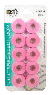 Quilter's Select Prewound Class 15 Bobbins LIGHT PINK- 80 weight
