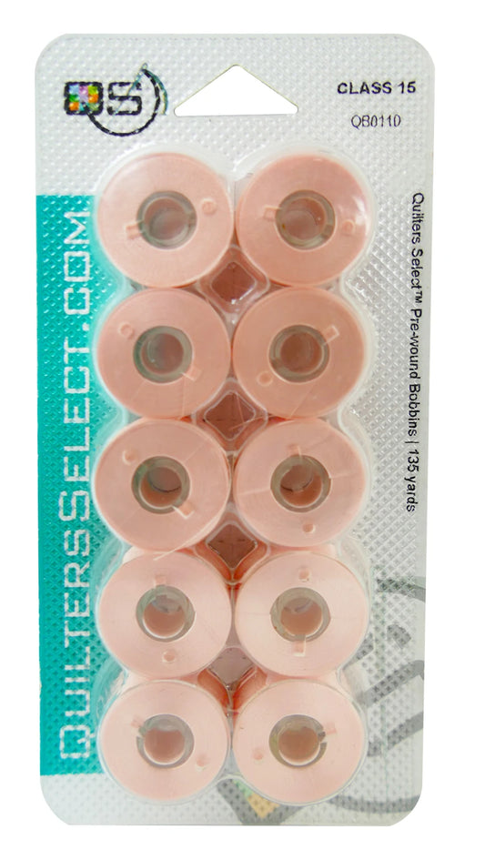Quilter's Select Prewound Class 15 Bobbins PALE PEACH - 80 weight