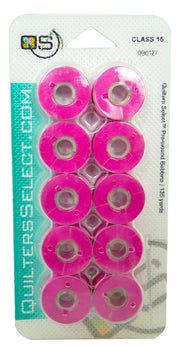 Quilter's Select Prewound Class 15 Bobbins HOT PINK- 80 weight
