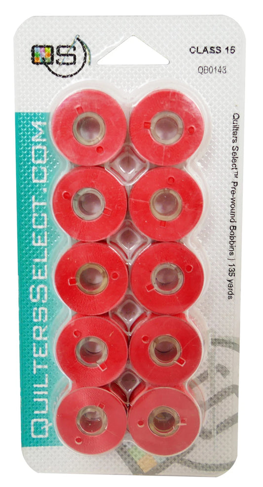 Quilter's Select Prewound Class 15 Bobbins DARK CORAL - 80 weight