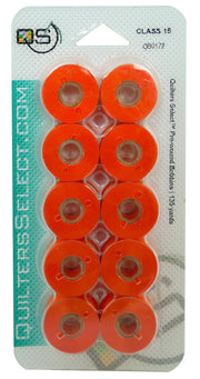 Quilter's Select Prewound Class 15 Bobbins ORANGE - 80 weight
