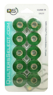 Quilter's Select Prewound Class 15 Bobbins WREATH GREEN - 80 weight