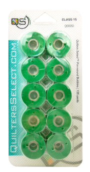 Quilter's Select Prewound Class 15 Bobbins IRISH GREEN- 80 weight
