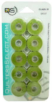 Quilter's Select Prewound Class 15 Bobbins BEAN GREEN - 80 weight
