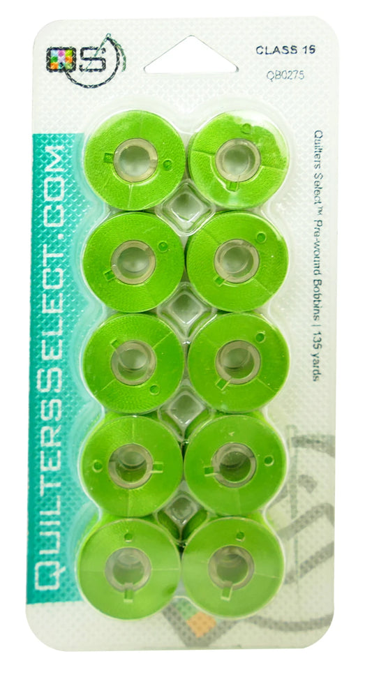 Quilter's Select Prewound Class 15 Bobbins  MINERAL GREEN - 80 weight