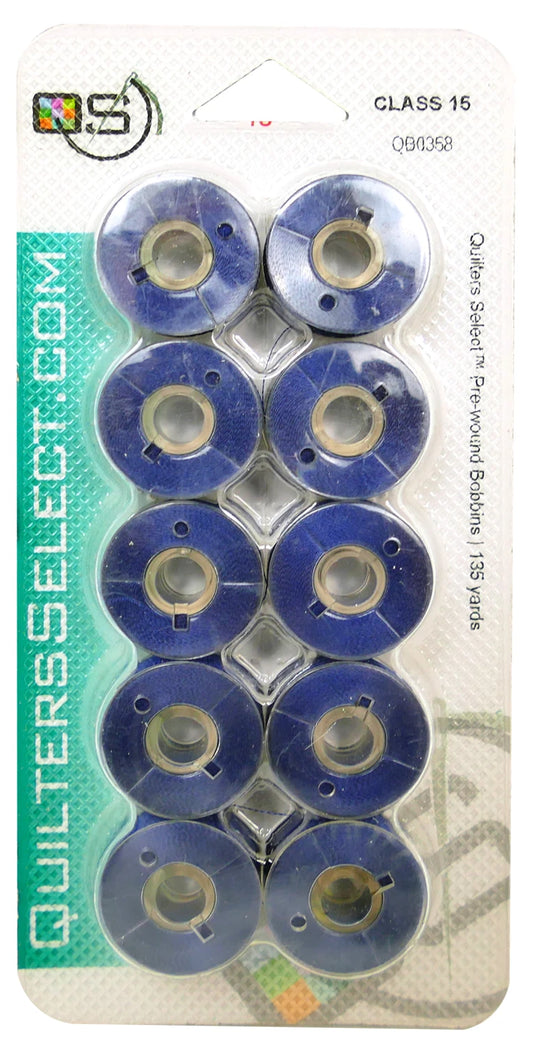 Quilter's Select Prewound Class 15 Bobbins NAVY SATIN - 80 weight