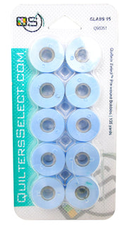 Quilter's Select Prewound Class 15 Bobbins LIGHT BLUE - 80 weight
