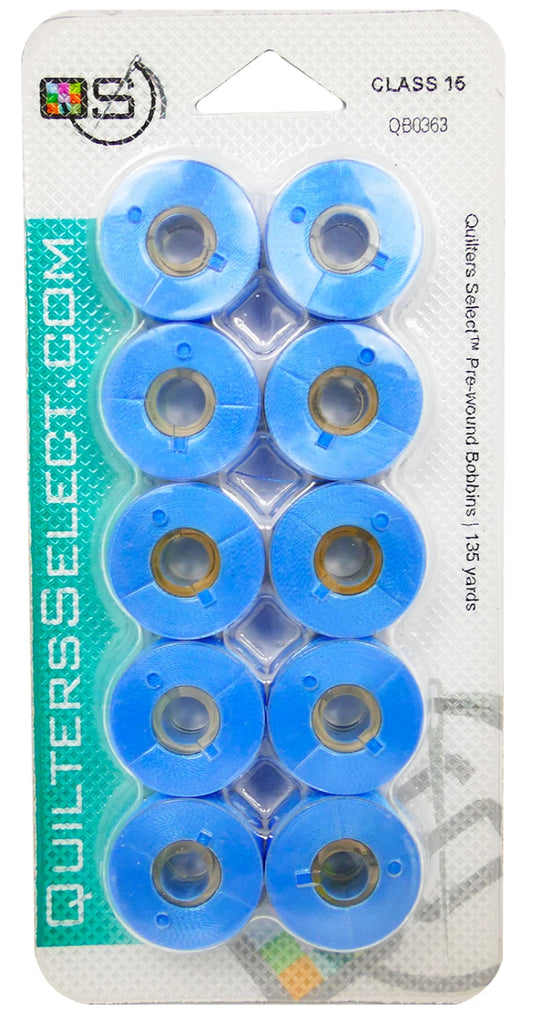 Quilter's Select Prewound Class 15 Bobbins TWINKLE BLUE - 80 weight