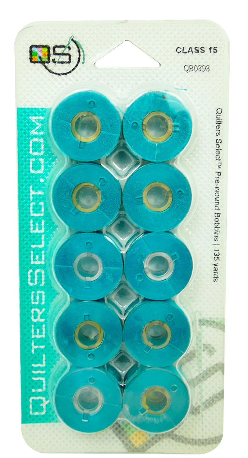 Quilter's Select Prewound Class 15 Bobbins  ITALIAN BLUE - 80 weight