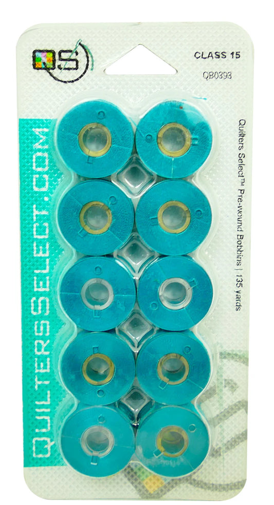 Quilter's Select Prewound Class 15 Bobbins  ITALIAN BLUE - 80 weight
