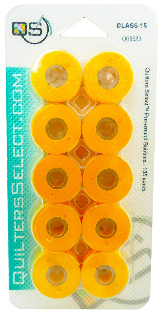 Quilter's Select Prewound Class 15 Bobbins GOLDENROD - 80 weight
