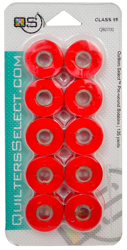 Quilter's Select Prewound Class 15 Bobbins MARS RED- 80 weight