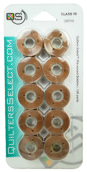 Quilter's Select Prewound Class 15 Bobbins HARVEST BROWN- 80 weight