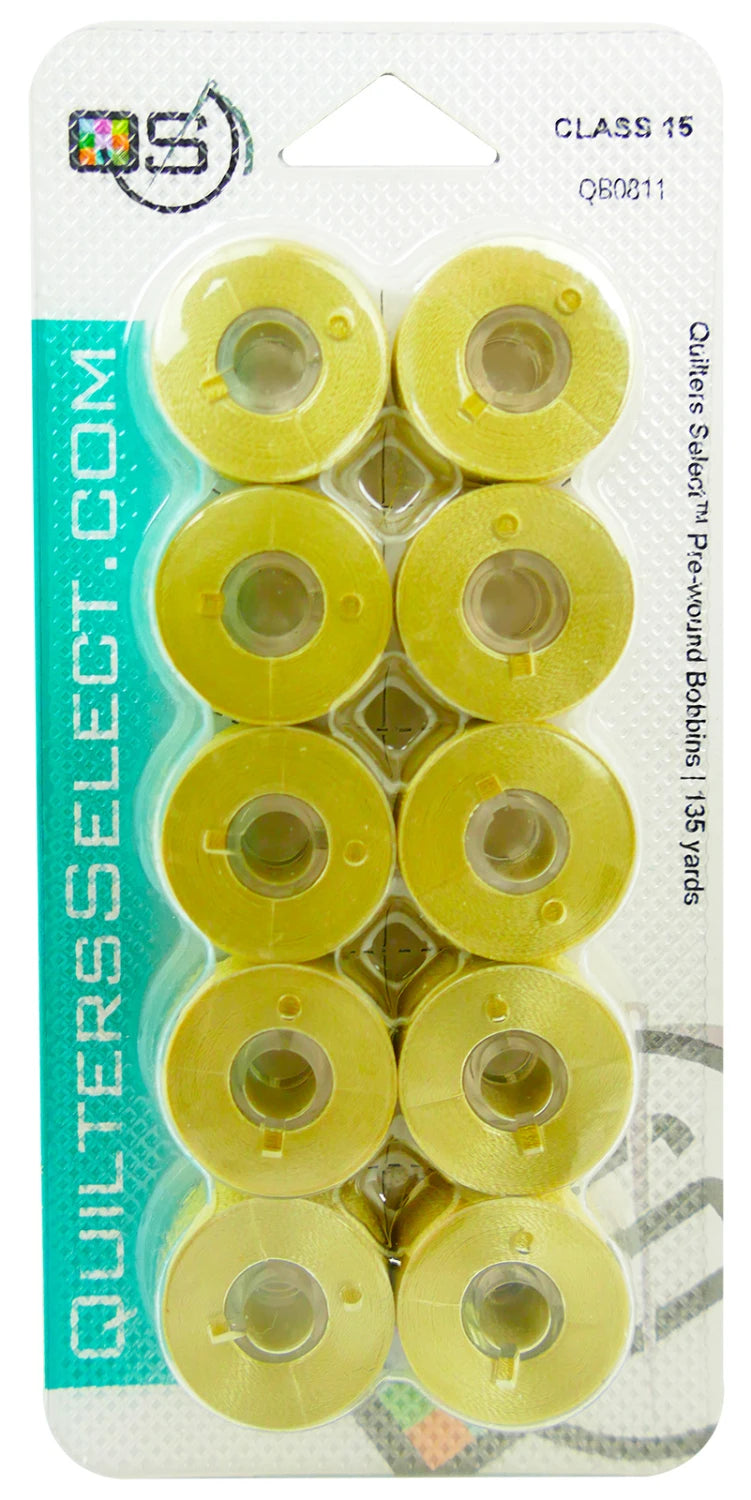 Quilter's Select Prewound Class 15 Bobbins ANGORA WHITE- 80 weight