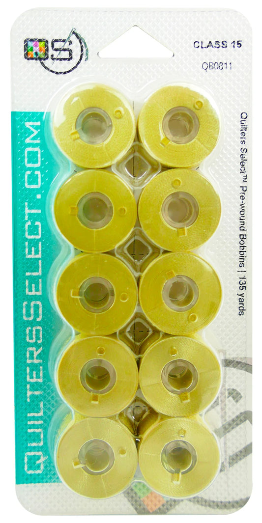 Quilter's Select Prewound Class 15 Bobbins ANGORA WHITE- 80 weight