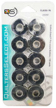 Quilter's Select Prewound Class 15 Bobbins BLACK- 80 weight