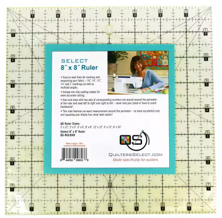 Quilter's Select 8" x 8" Non-Slip Ruler  ~ Limited Qty