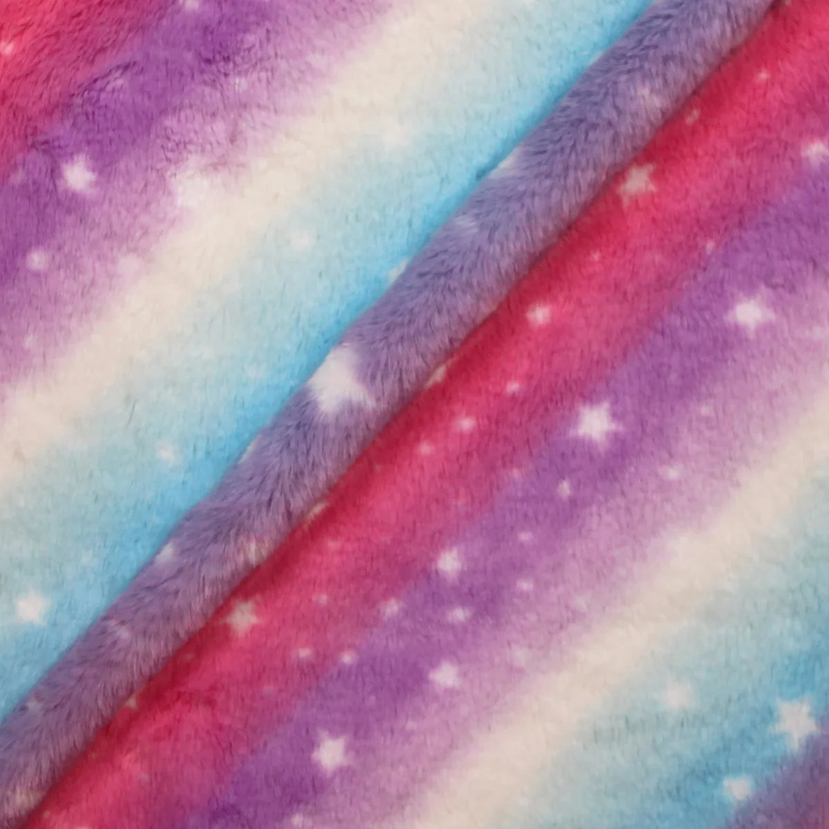 Minky -Lux Snuggle Rainbow Starry Sky COTTON CANDY From EZ Fabric-8mm