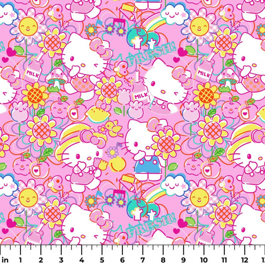 Hello Kitty Garden Doodle from Springs Creative by the Yard - 100% Cotton Fabric