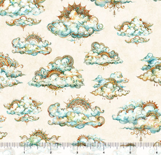 Bohemian Sunrise - Clouds in CREAM from QT Fabrics
