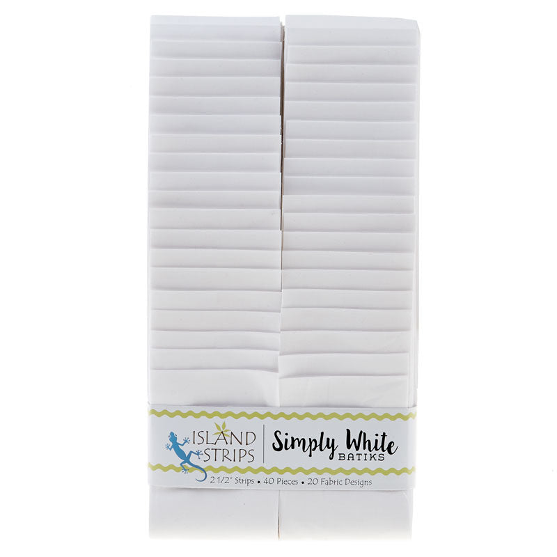 Jelly Roll - Simply White Strips from Island Batiks - 40 Strips 2.5"x44"