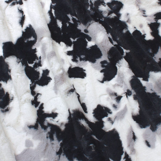 Minky -Lux Snuggle Spotted Appaloosa BLACK/SILVER From EZ Fabric