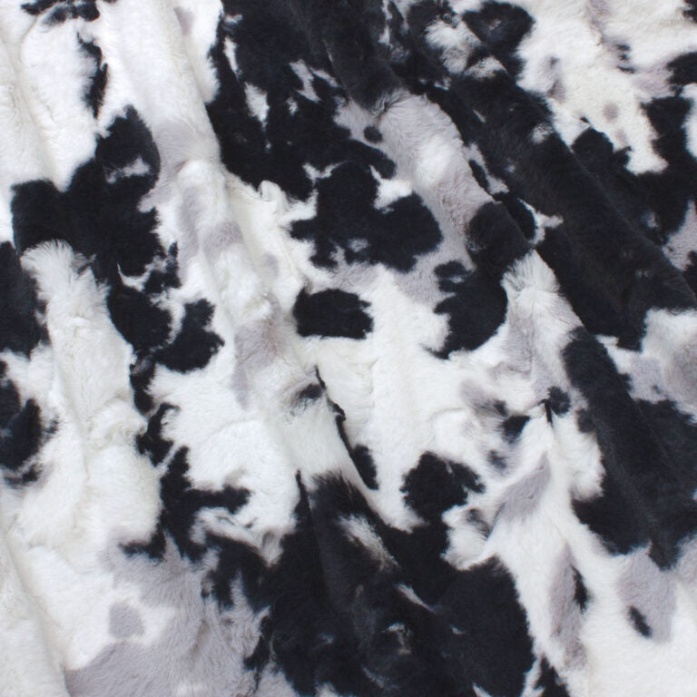Minky -Lux Snuggle Spotted Appaloosa BLACK/SILVER From EZ Fabric