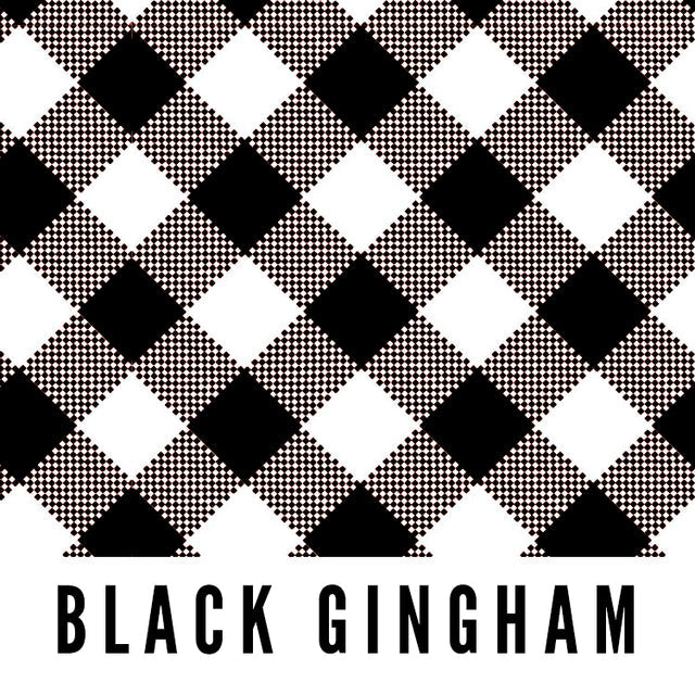 Black Gingham 58" Wide Laminated Cotton Fabric from Splash Fabrics by the Half Yard (Multiple Pieces will be Cut Continuously)