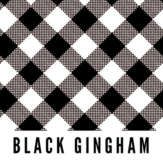 Black Gingham 58" Wide Laminated Cotton Fabric from Splash Fabrics by the Half Yard (Multiple Pieces will be Cut Continuously)