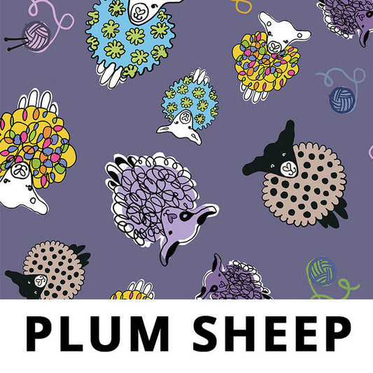 Plum Sheep 58" Wide Laminated Cotton Fabric from Splash Fabrics by the Half Yard