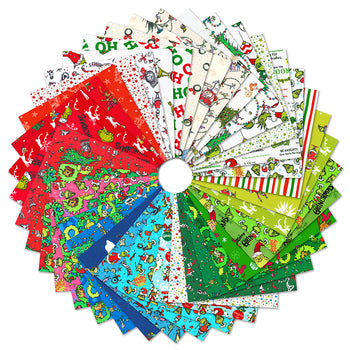How the Grinch Stole Christmas 10"x10" Pack from the How the Grinch Stole Christmas Collection from Robert Kaufman - 42 Pieces