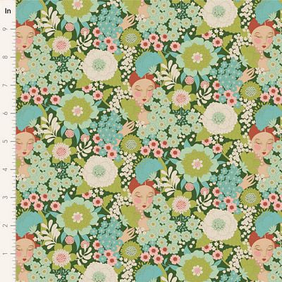 Tilda Fabric - Wallflower- Green From the Wallflower Collection