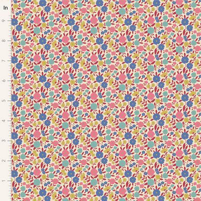 Tilda Fabric - Janice Red From the Wallflower Collection
